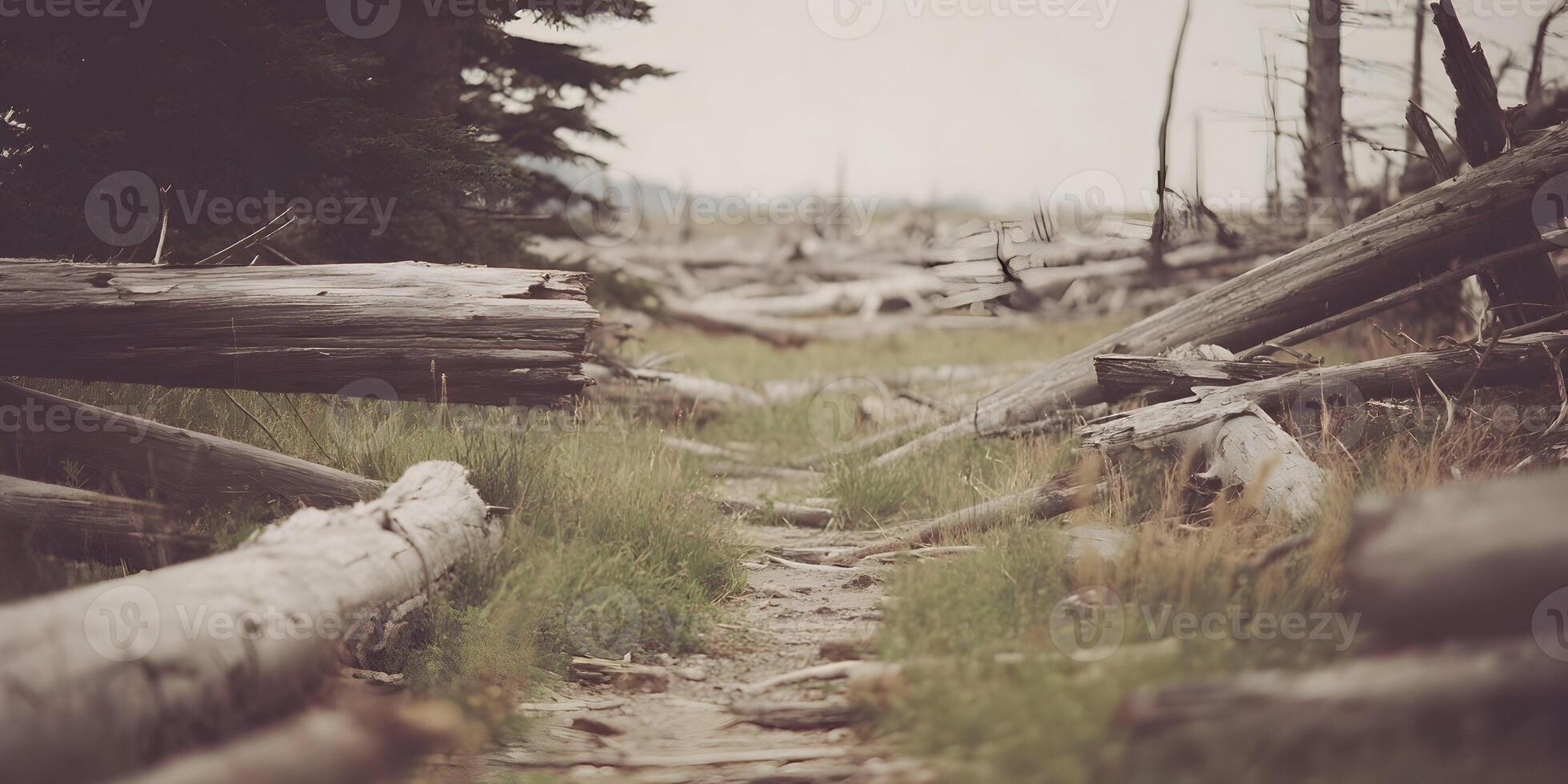 Fallen Logs Path Nature Trail Grassland Scenery photo