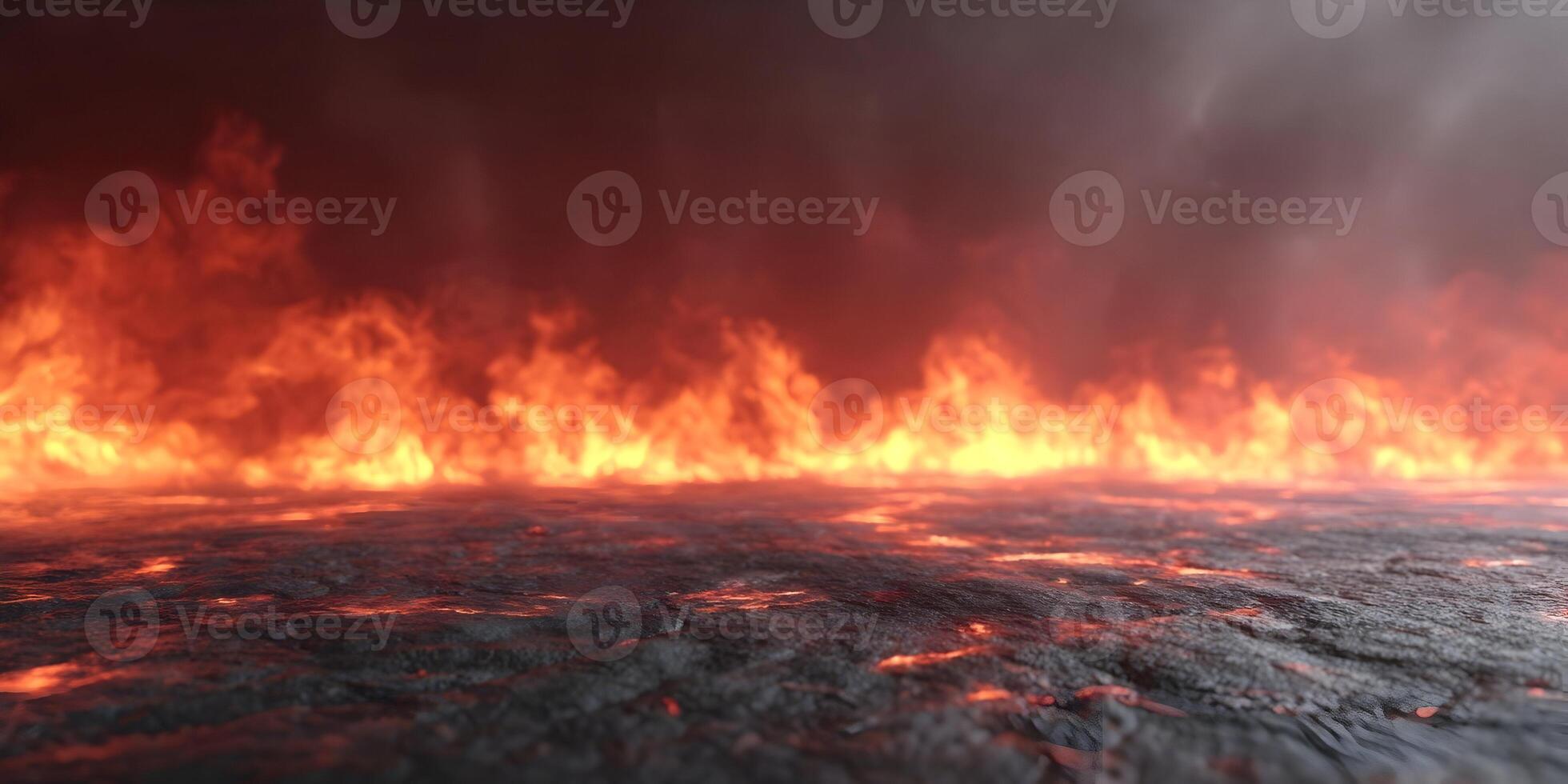 Fiery Inferno Background Burning Embers Dark Smoky Setting photo