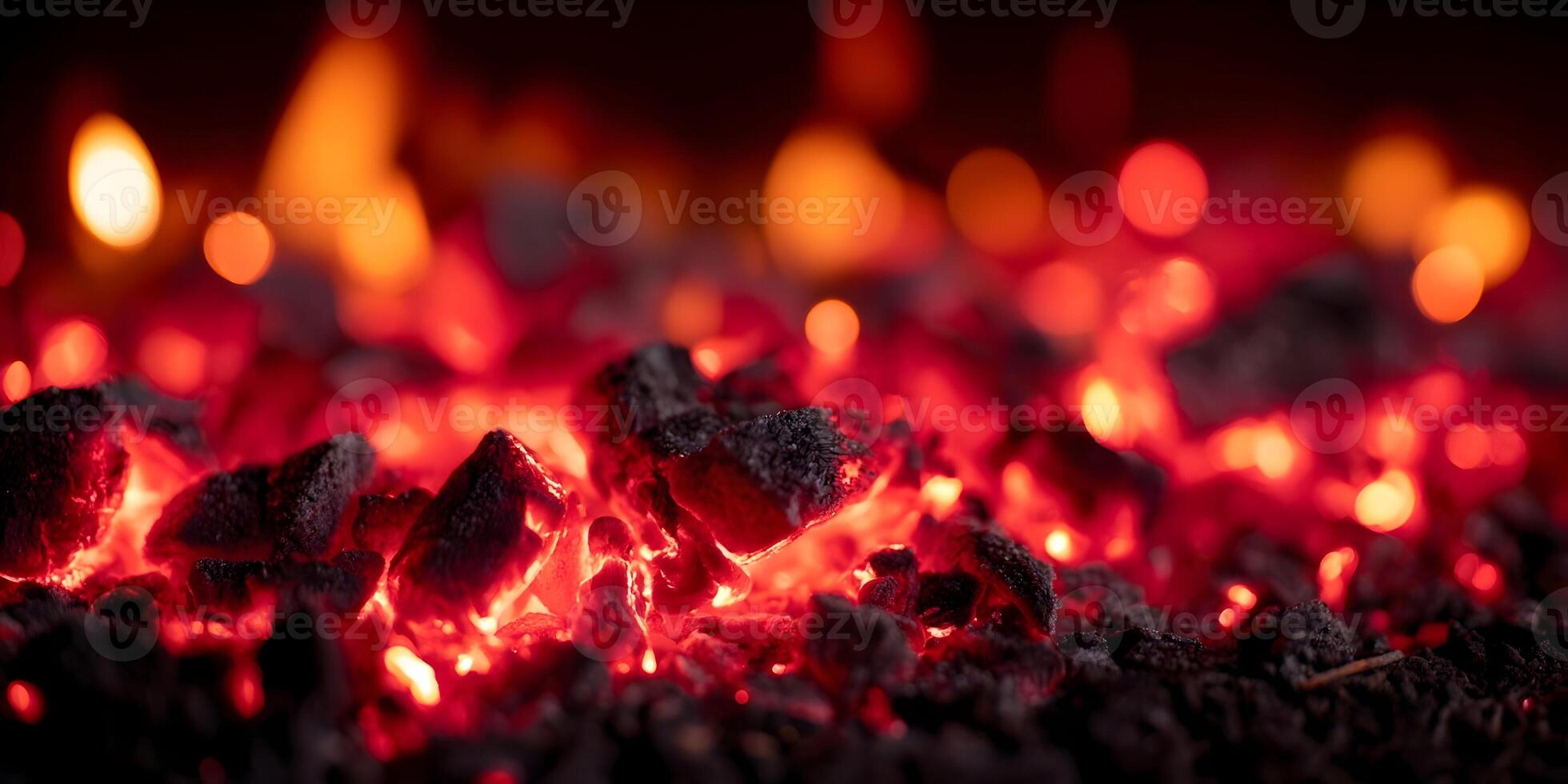 Glowing Embers Red Hot Coals Burning Fire Closeup photo