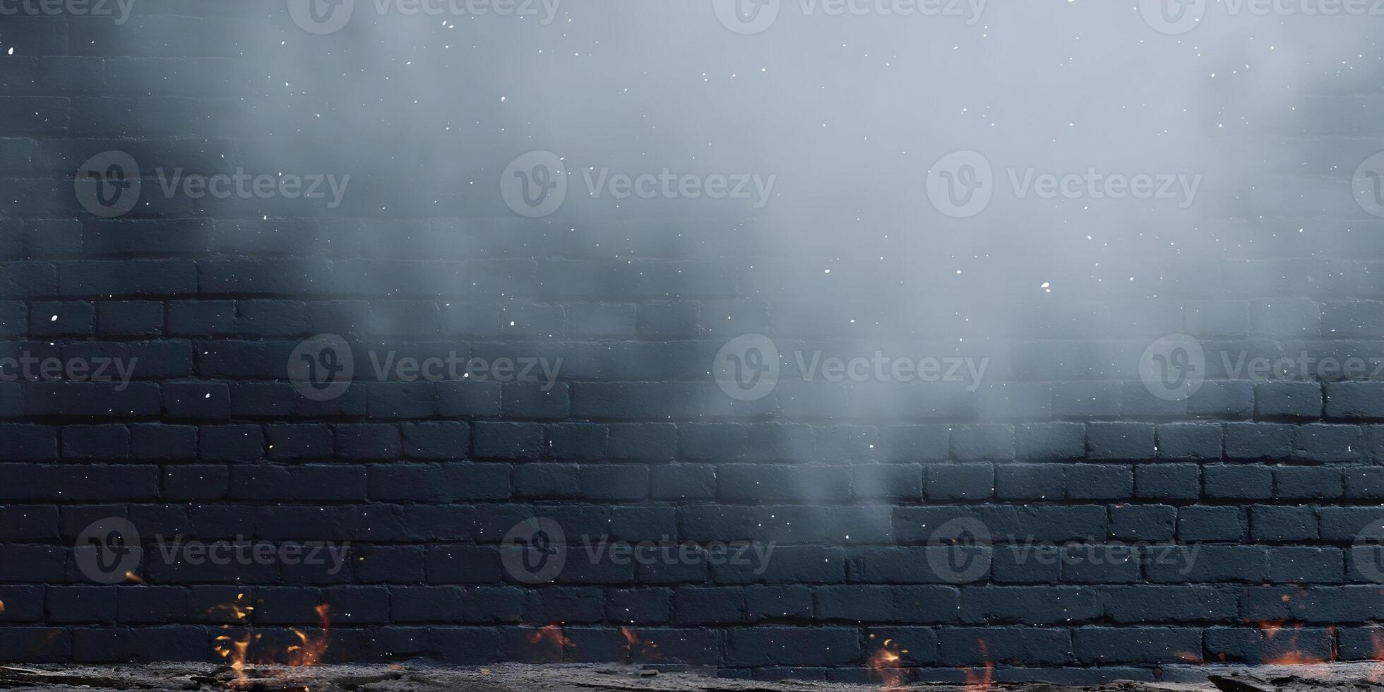 Dark Brick Wall with Smoke and Fire at the Bottom photo