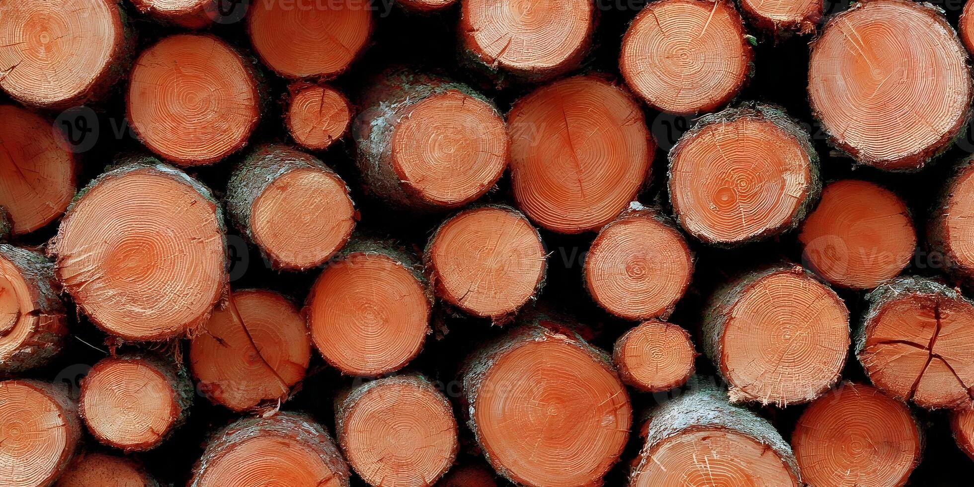 Orange Wood Logs Stack Texture Background photo