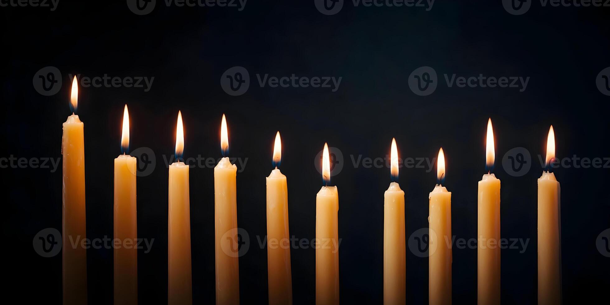 Nine Burning Candles Dark Background Lit Candles Still Life Image photo