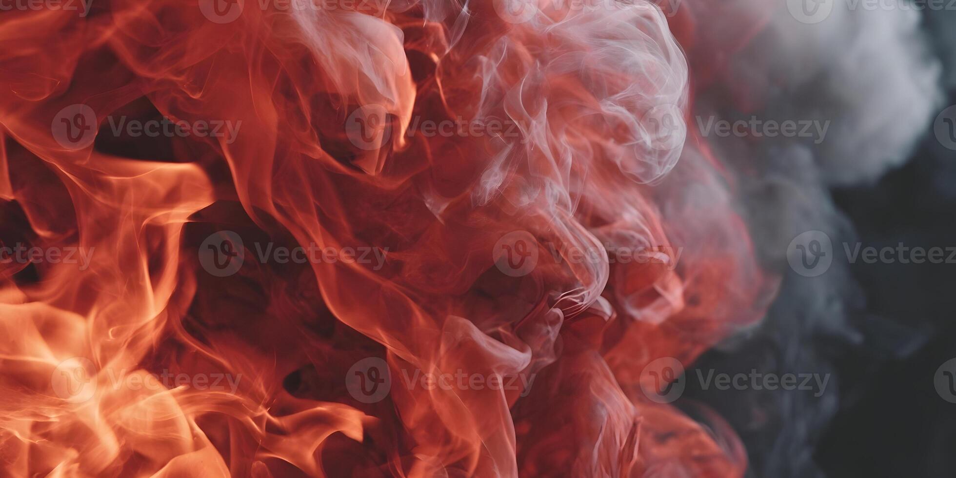 Abstract Red and White Smoke Overlay Dark Background Fiery Texture Burning Effect photo