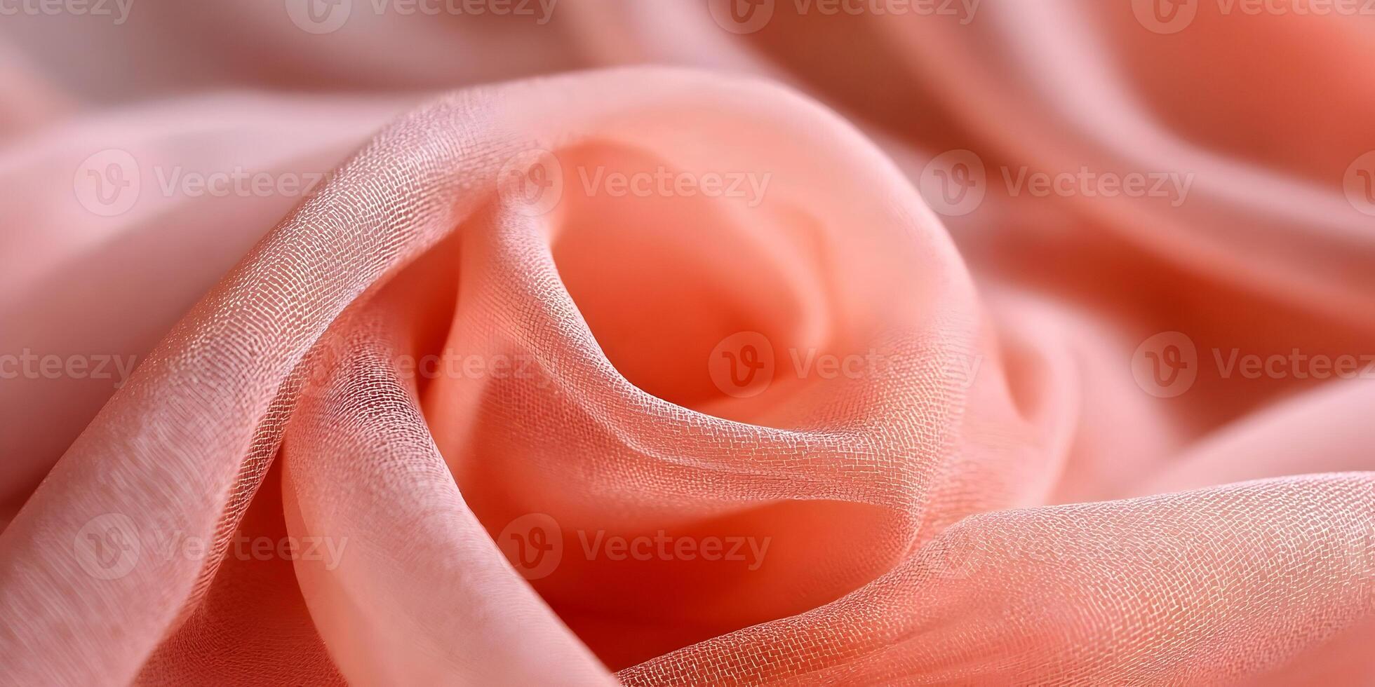 Peach Colored Fabric Texture Close Up Soft Sheer Draped Material photo
