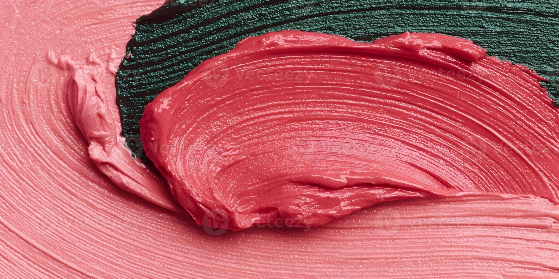 Pink and Dark Green Makeup Swatches Texture Background photo