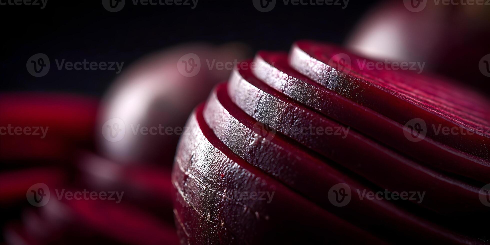 Closeup Red Beetroot Slices Dark Background Food Photography photo