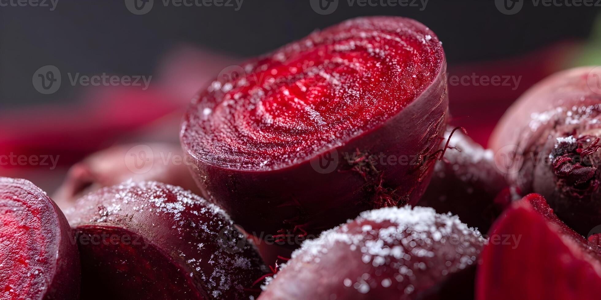 Closeup of Red Beetroot Slices with Salt Crystals photo