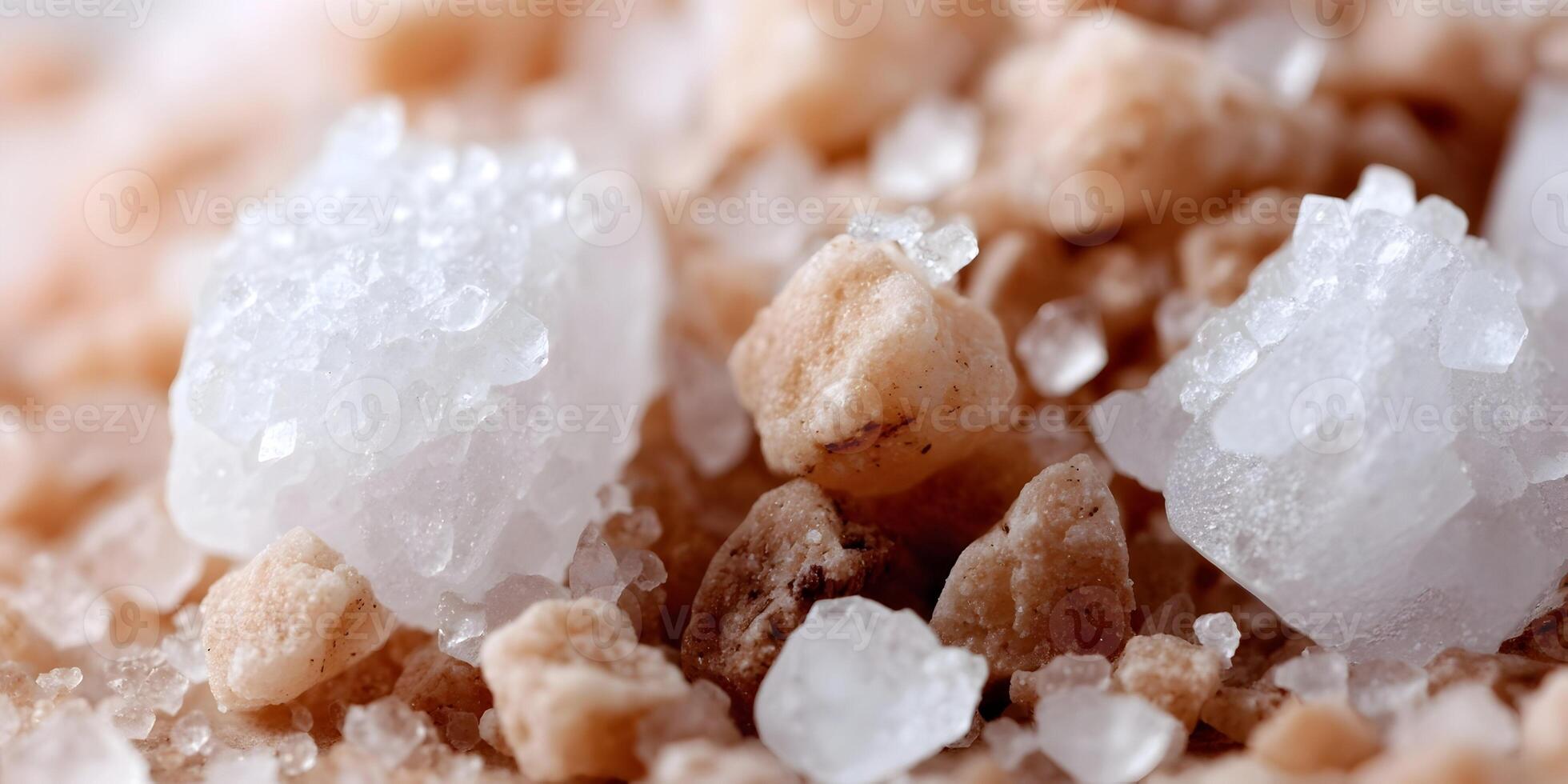 Closeup of White and Brown Sea Salt Crystals Texture photo