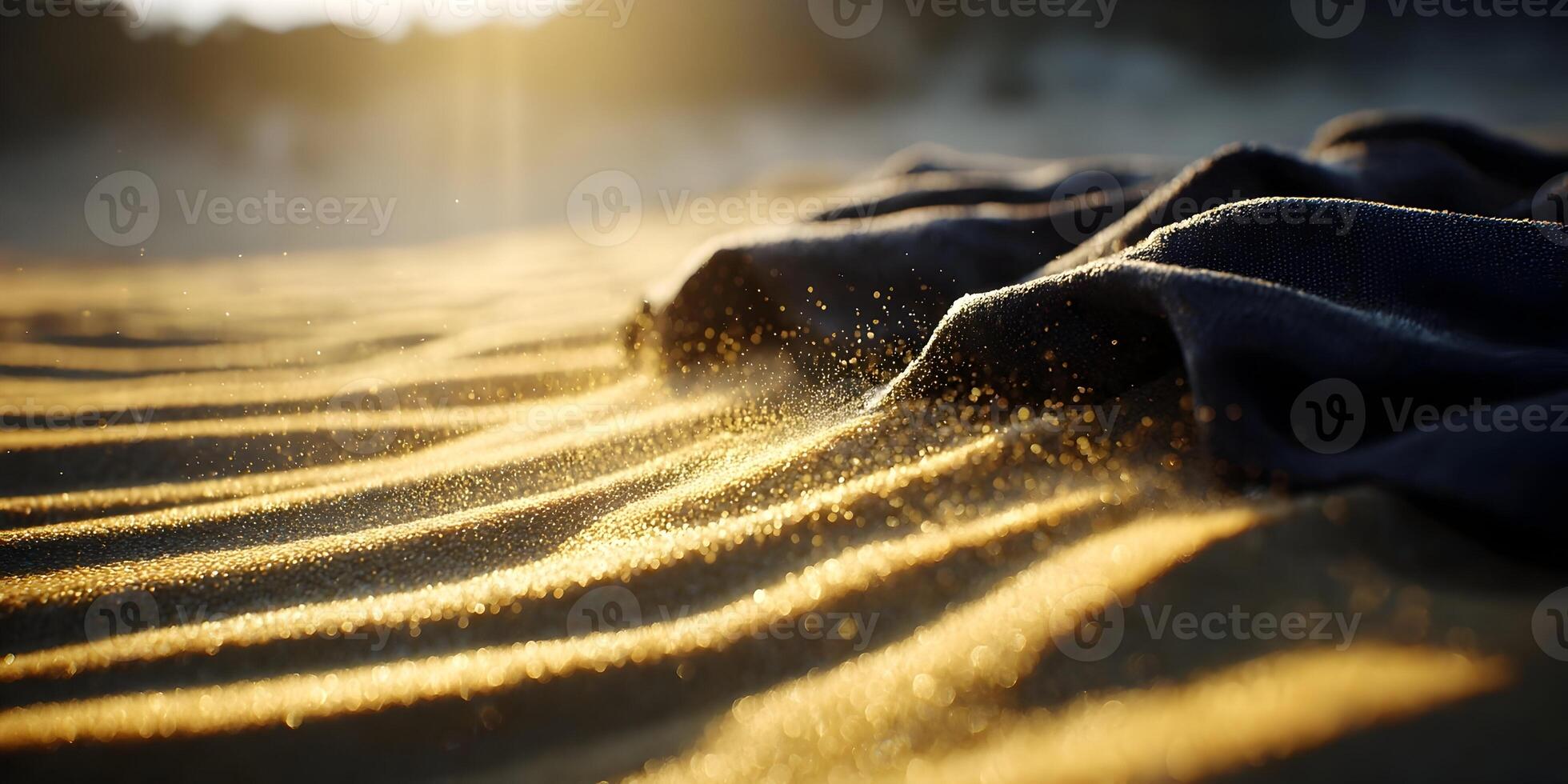 Golden Sand Dunes with Dark Fabric Texture at Sunset photo