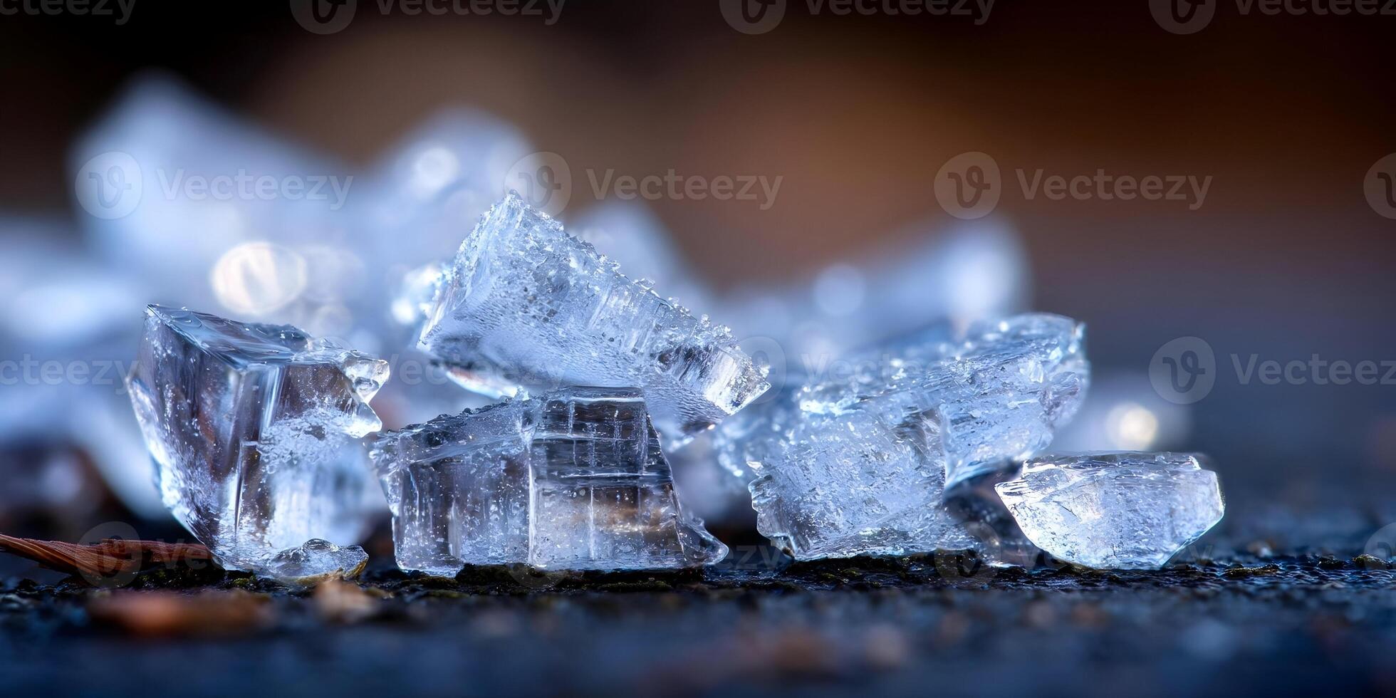Closeup of Sparkling Ice Crystals on Dark Surface Winter Frozen Nature Photography photo