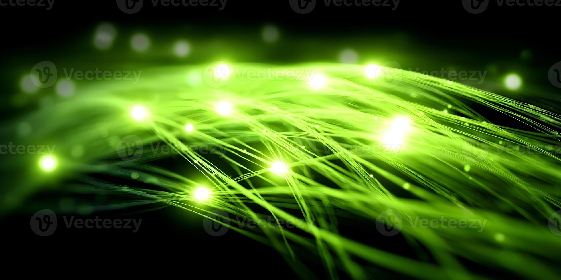 Abstract Green Fiber Optics Network Glowing Lines Background photo