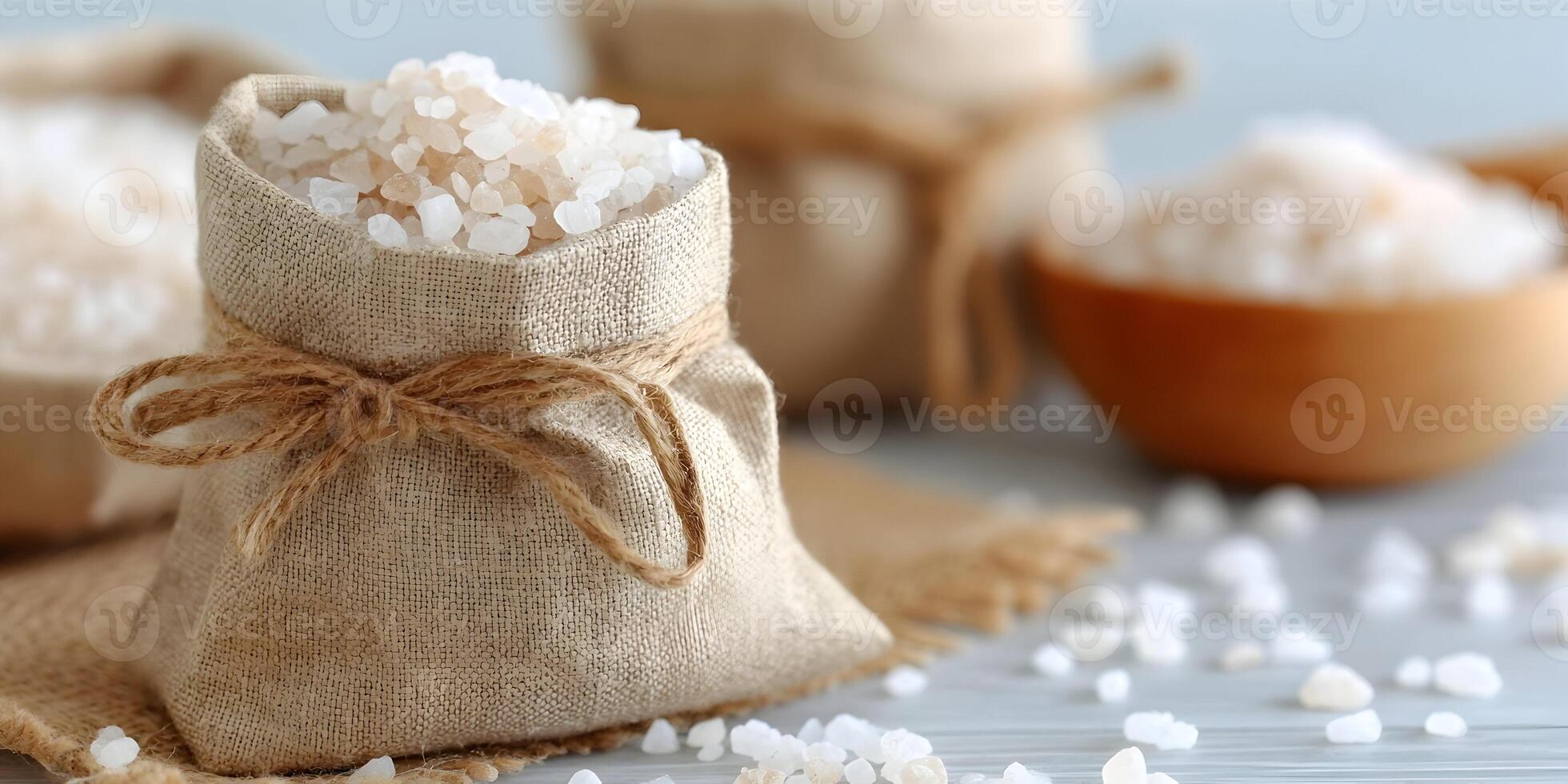 Sea Salt in Burlap Sack Rustic Kitchen Still Life Photography photo