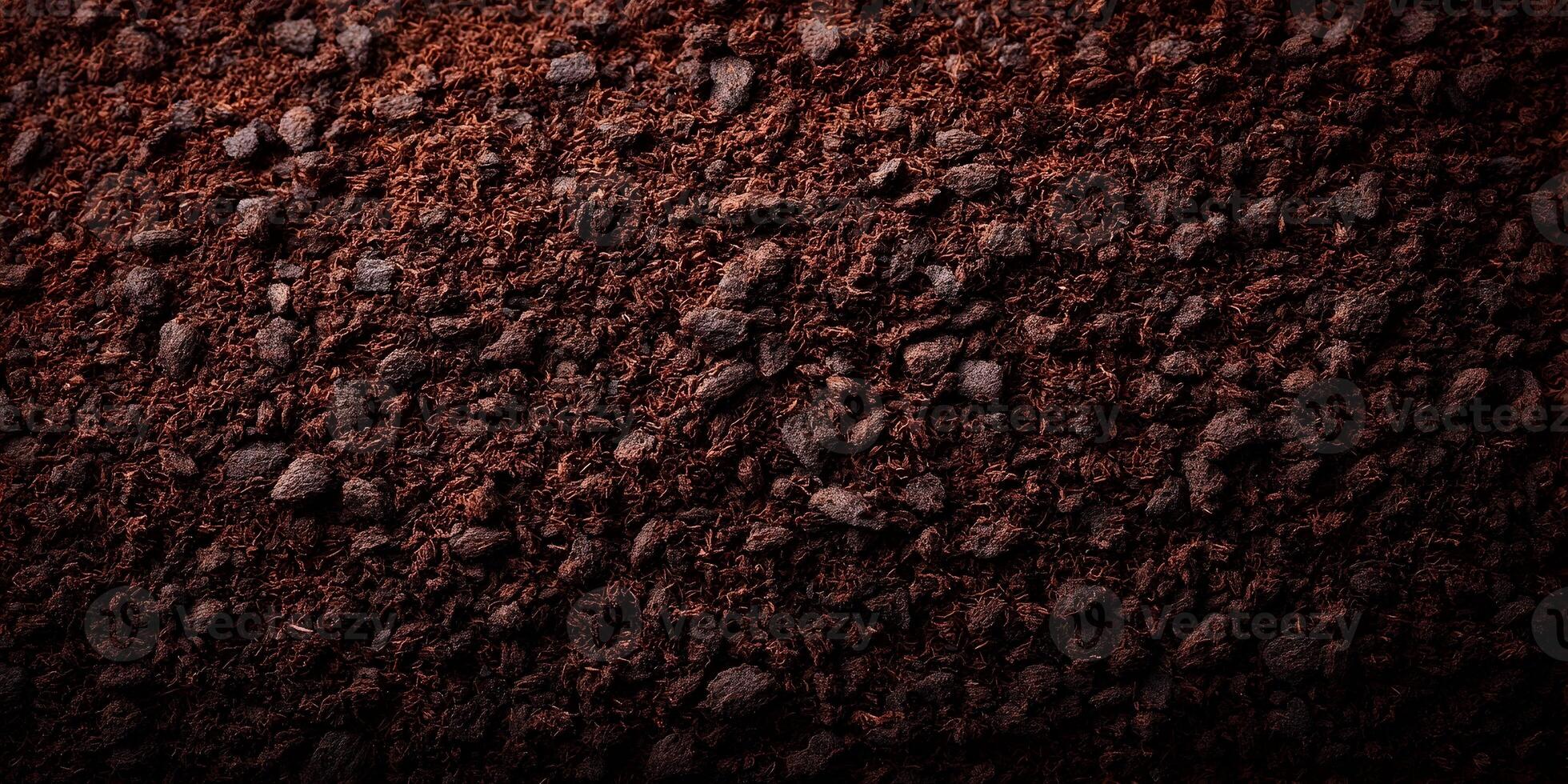 Dark Brown Coffee Grounds Texture Close Up Detailed Image photo