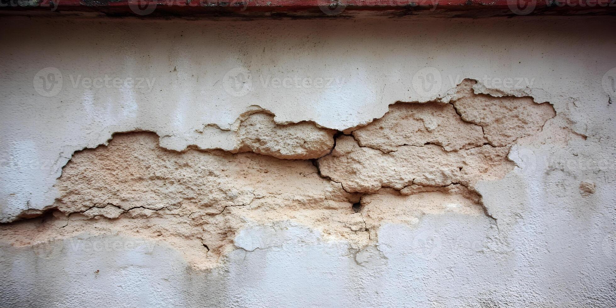 Cracked Beige and White Wall Texture Damaged Plaster Surface photo