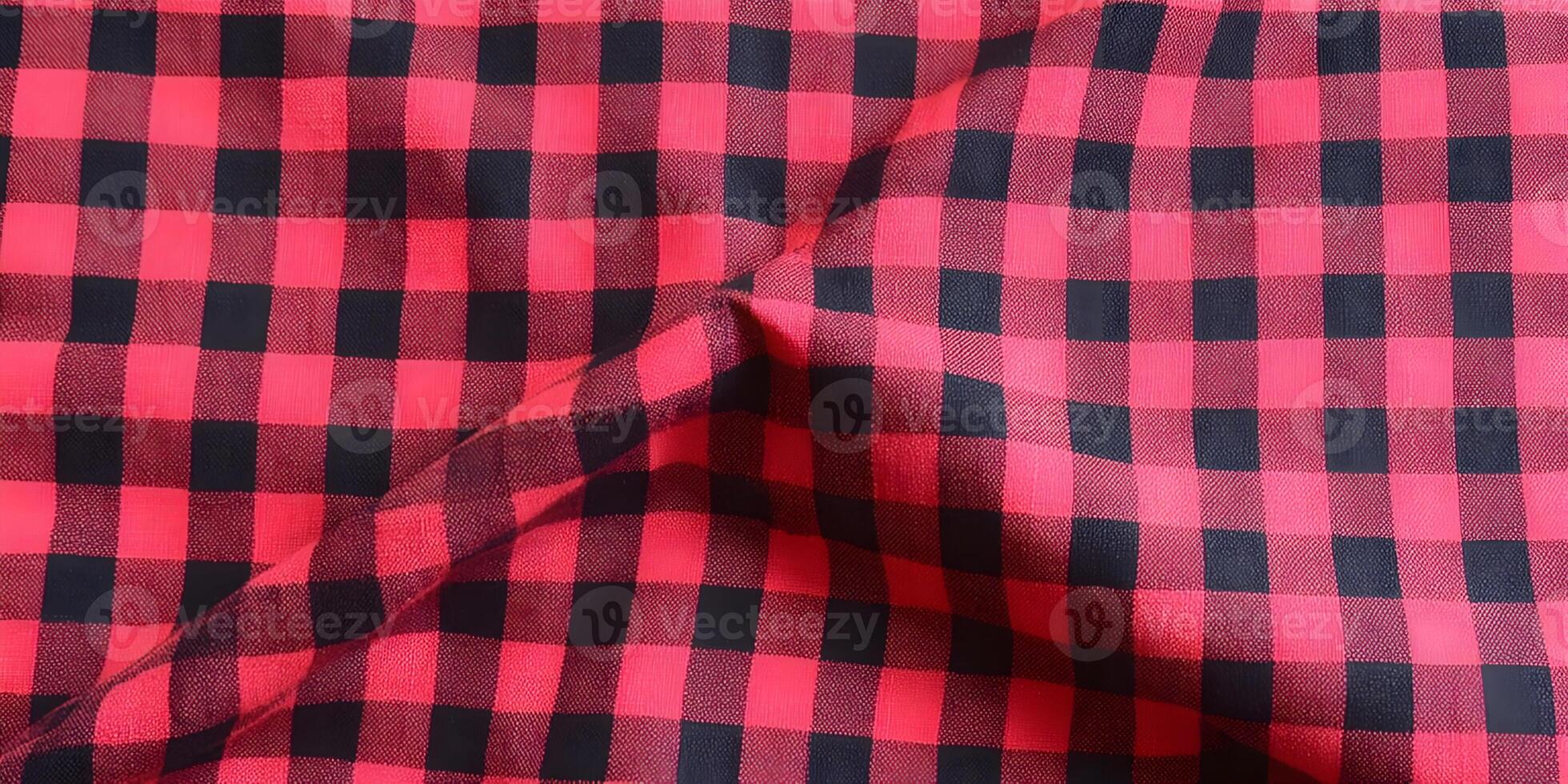 Red and Black Buffalo Plaid Fabric Texture Detailed Closeup Shot photo