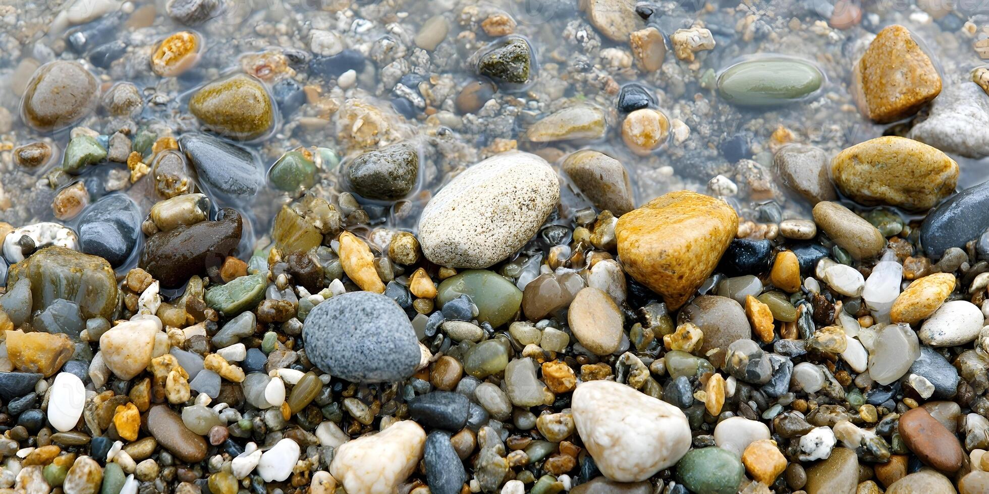 Colorful Pebbles Under Clear Water Stones Texture Background photo