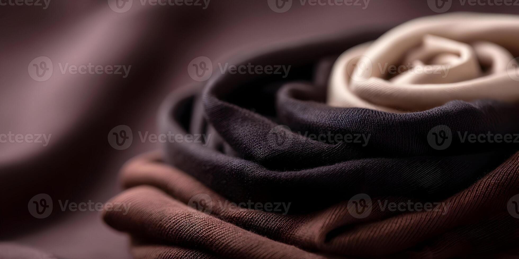 Closeup Brown Beige Black Fabric Texture Swirls Soft Knit Material photo