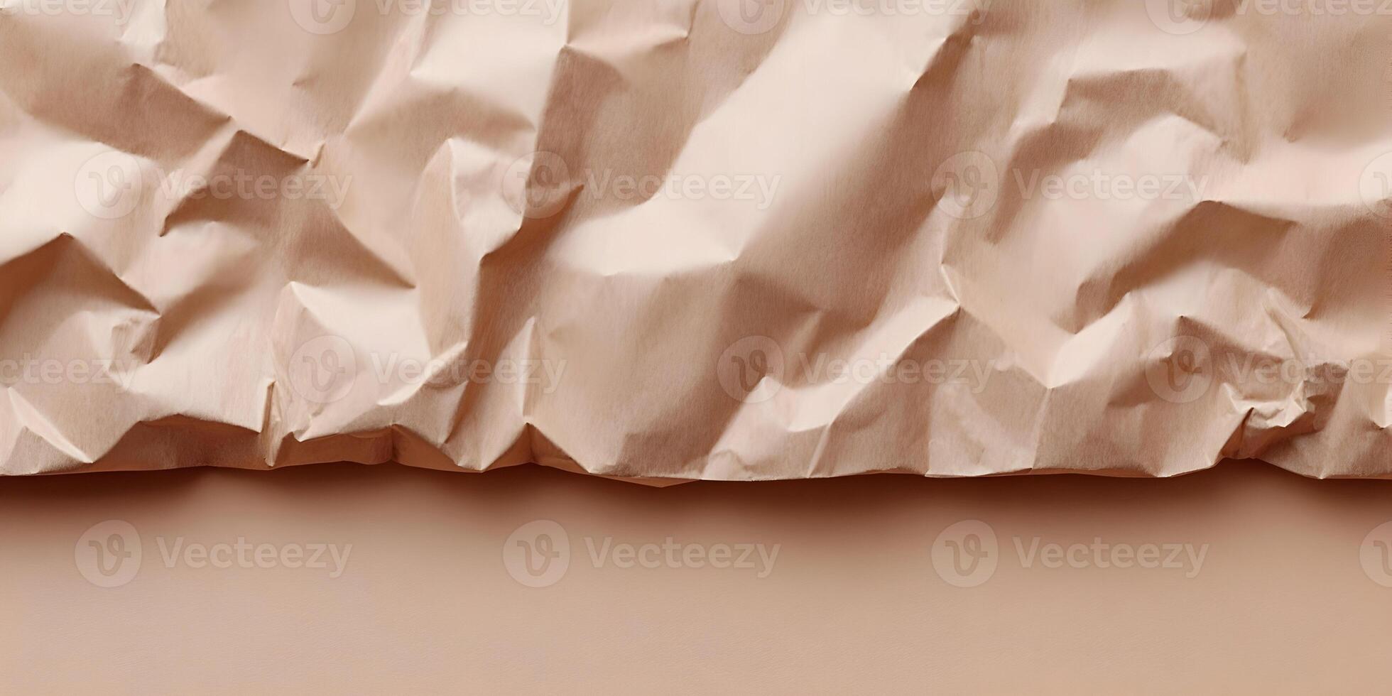 Brown Crumpled Paper Texture Background Neutral Beige Color photo