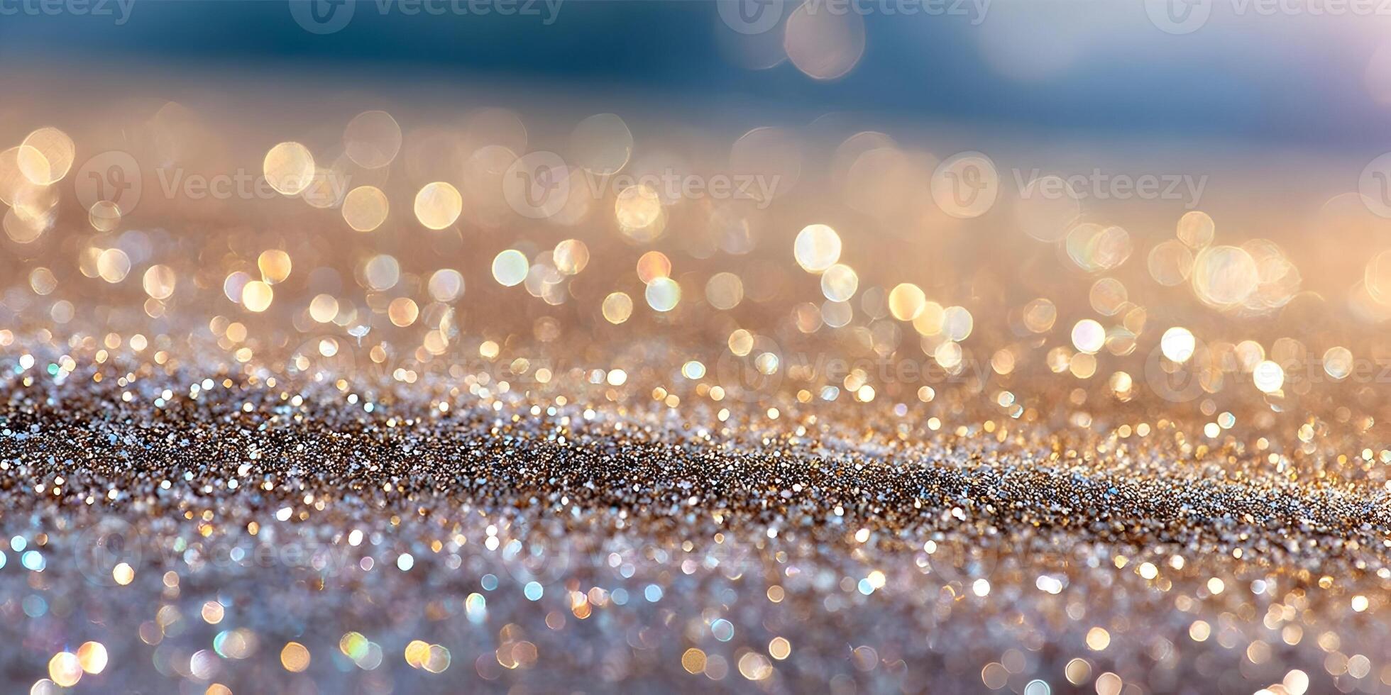 Glittery Gold and Silver Sparkling Texture Background Bokeh Lights photo