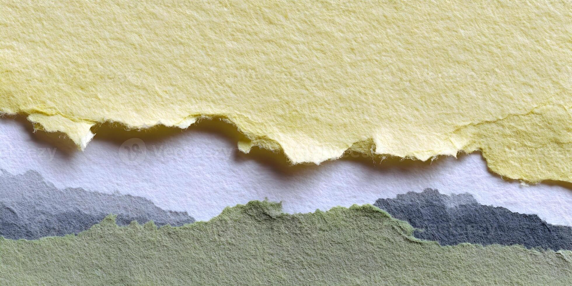 Torn Paper Texture Yellow Gray Green Overlay Abstract Background photo