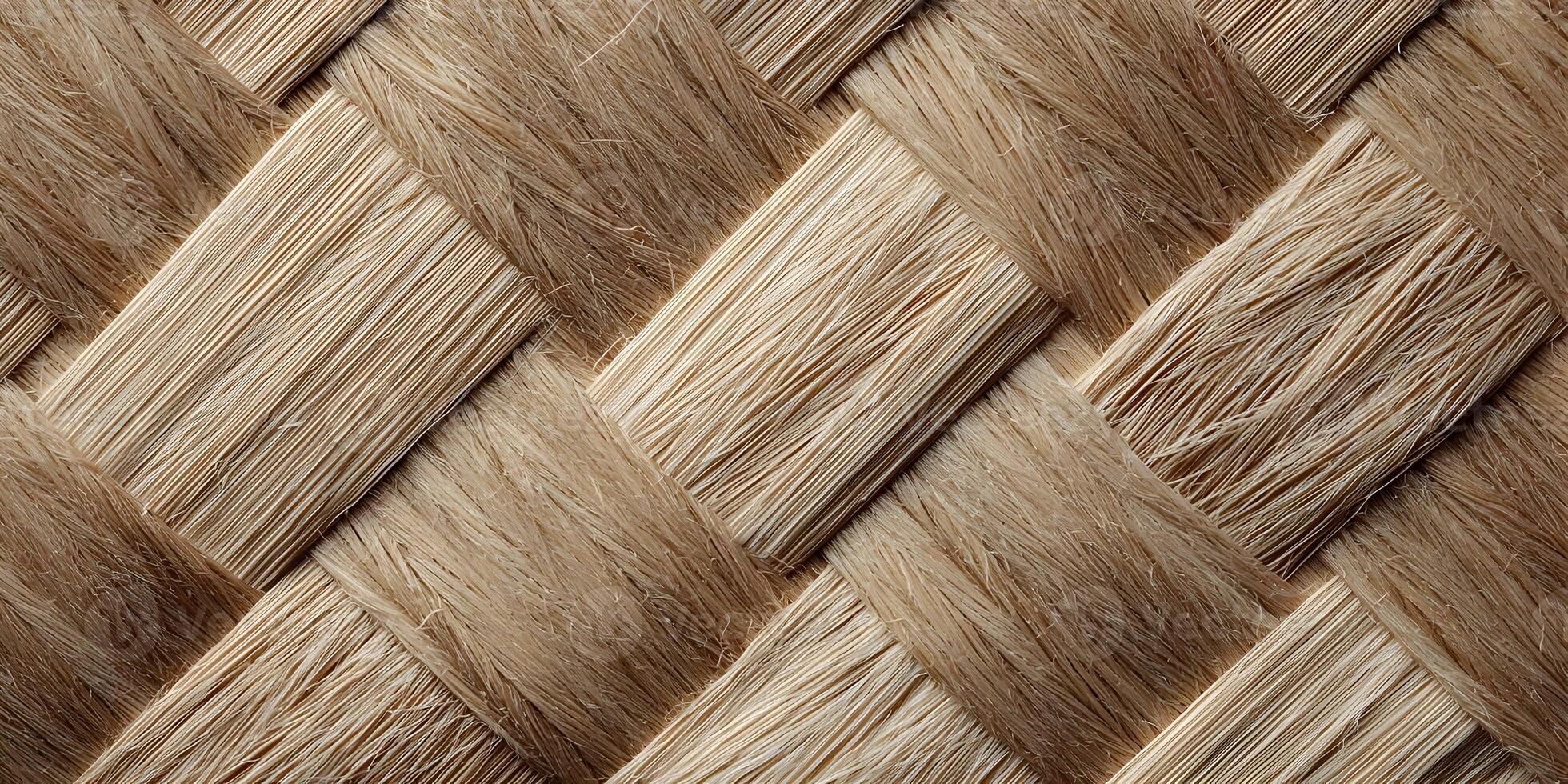 Beige Woven Fiber Texture Intertwined Pattern Natural Material Background photo
