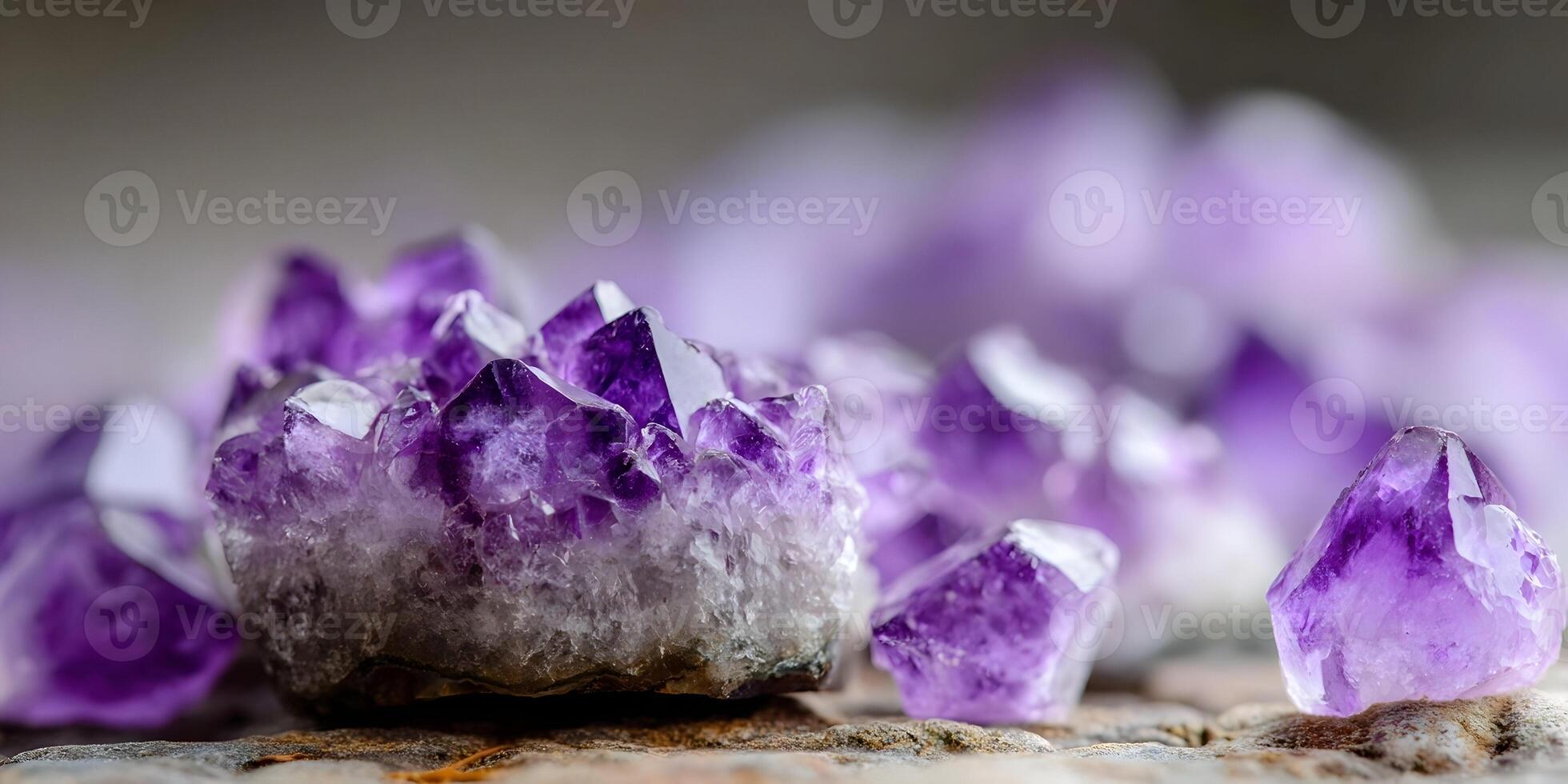 Amethyst Crystal Cluster Closeup Gemstone Purple Minerals Raw Stone Nature photo