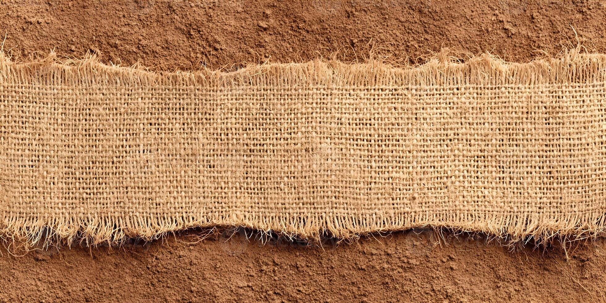 Brown Burlap Sackcloth Texture on Cocoa Powder Background photo