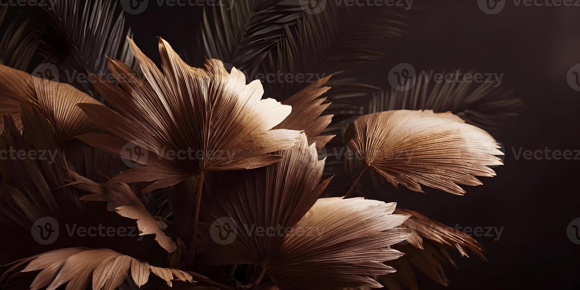 Dried Palm Leaves Brown Gold Tones Tropical Plants Nature Background photo