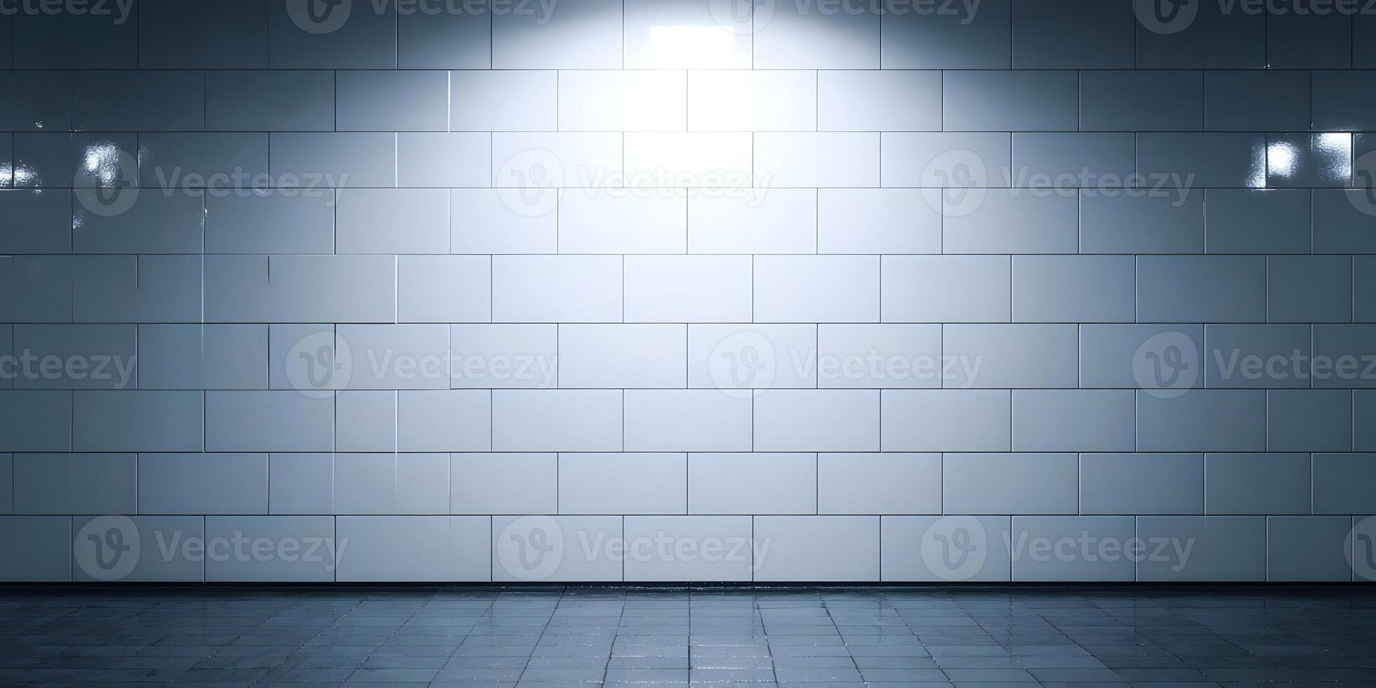White Tile Wall Background Illuminated Spotlight Modern Minimalist Design Studio Backdrop photo