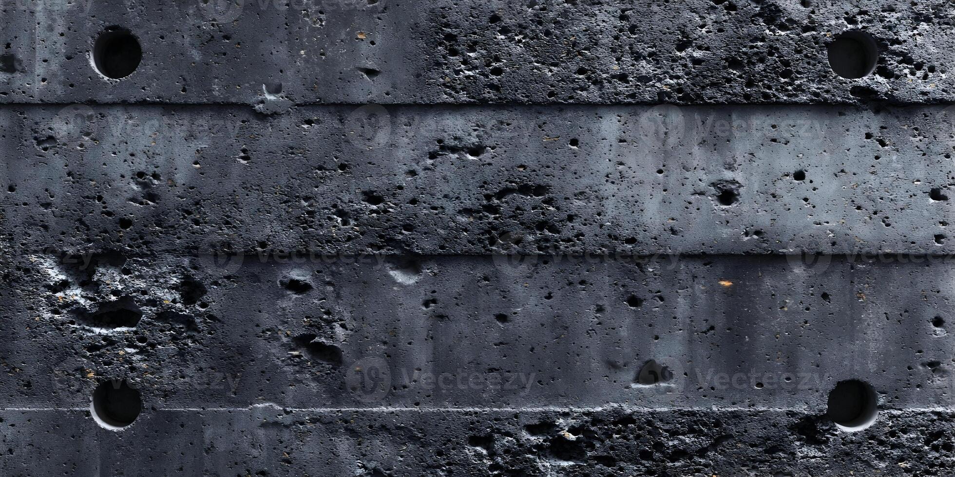 Dark Gray Concrete Wall Texture Seamless Pattern Background Holes Rough Surface photo