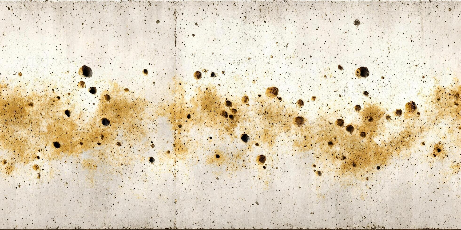 Grunge Concrete Wall Texture With Holes and Yellow Stains photo