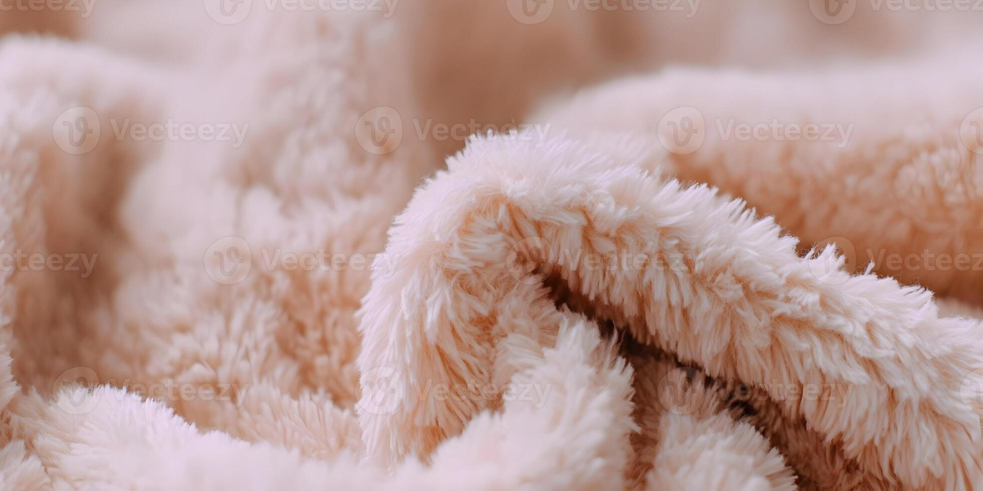 Closeup Soft Plush Fleece Fabric Texture Light Peach Color photo