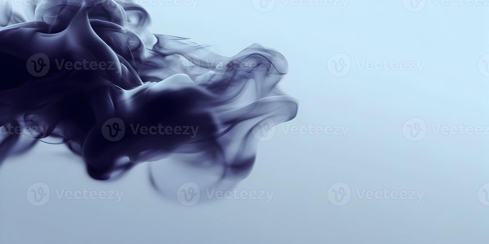 Abstract Dark Blue Ink Swirls in Water Light Blue Background photo