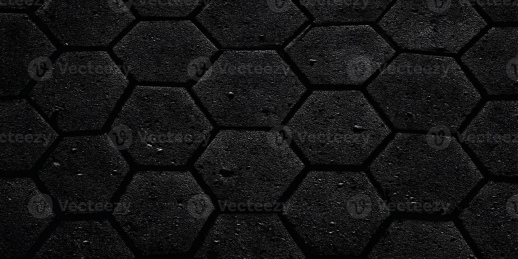 Dark Hexagon Pattern Texture Background Black Honeycomb Design photo