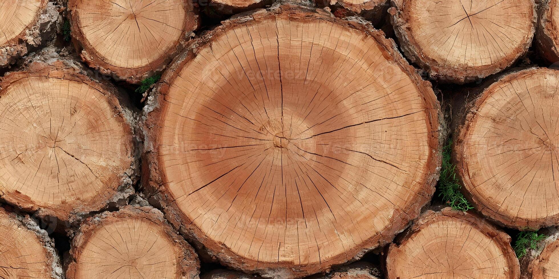 Wood Texture Tree Rings Cross Section Brown Wooden Logs Stack photo