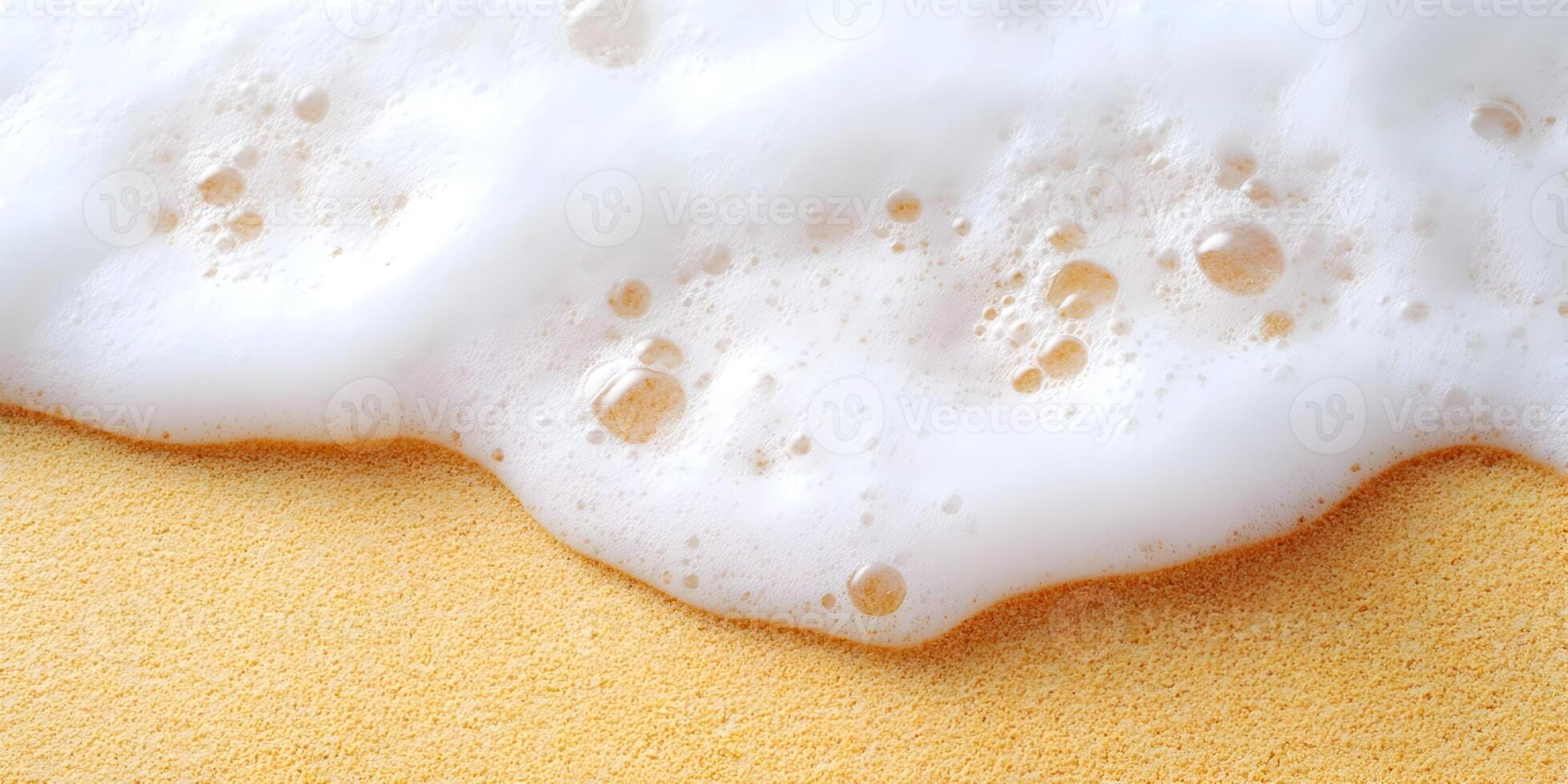 White Foam Bubbles on Yellow Sandy Surface Closeup Texture photo