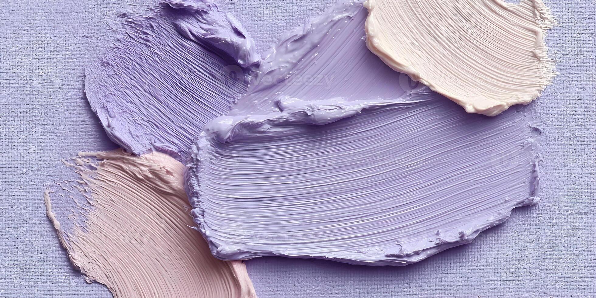 Abstract Lilac and Beige Paint Texture Strokes on Canvas photo