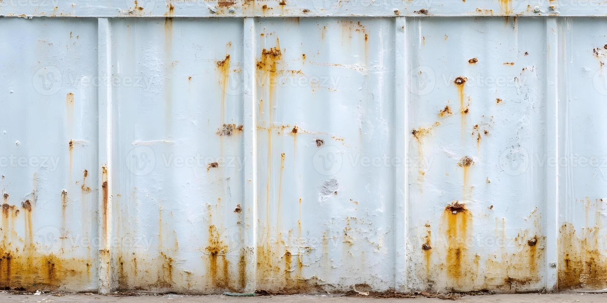 Rustic Light Blue Metal Wall with Rust Stains and Peeling Paint Texture photo