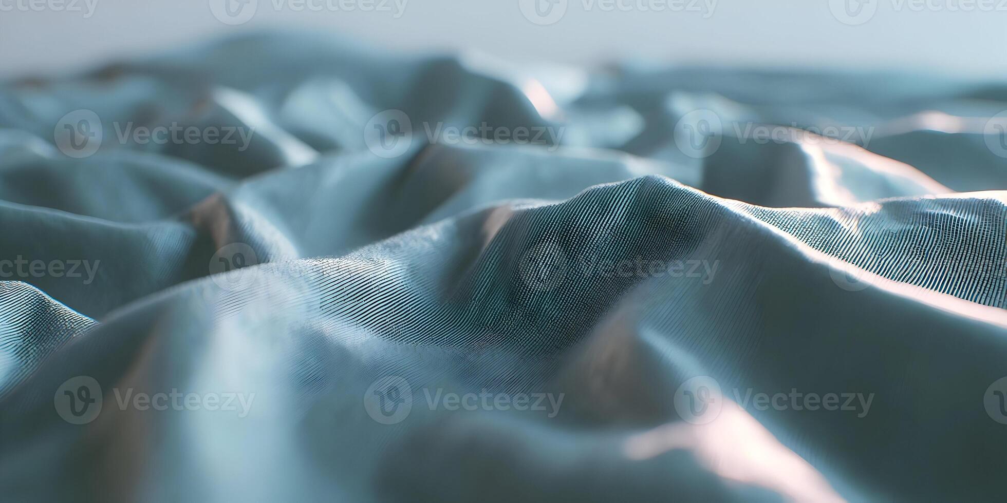 Abstract Blue Fabric Texture Close Up Draped Soft Waves Elegant Smooth Surface Background photo