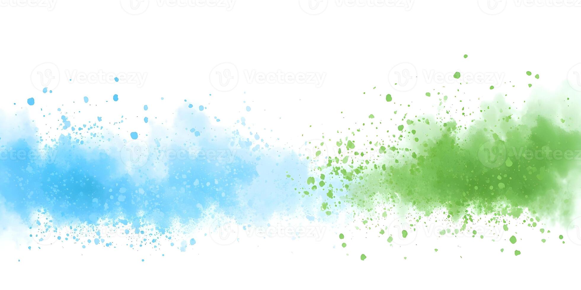 Abstract Blue and Green Watercolor Splash Background photo