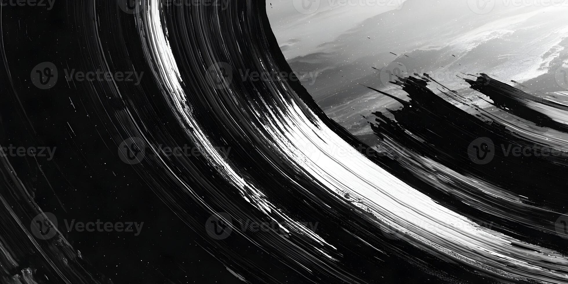 Abstract Black and White Paint Strokes Swirling Design photo