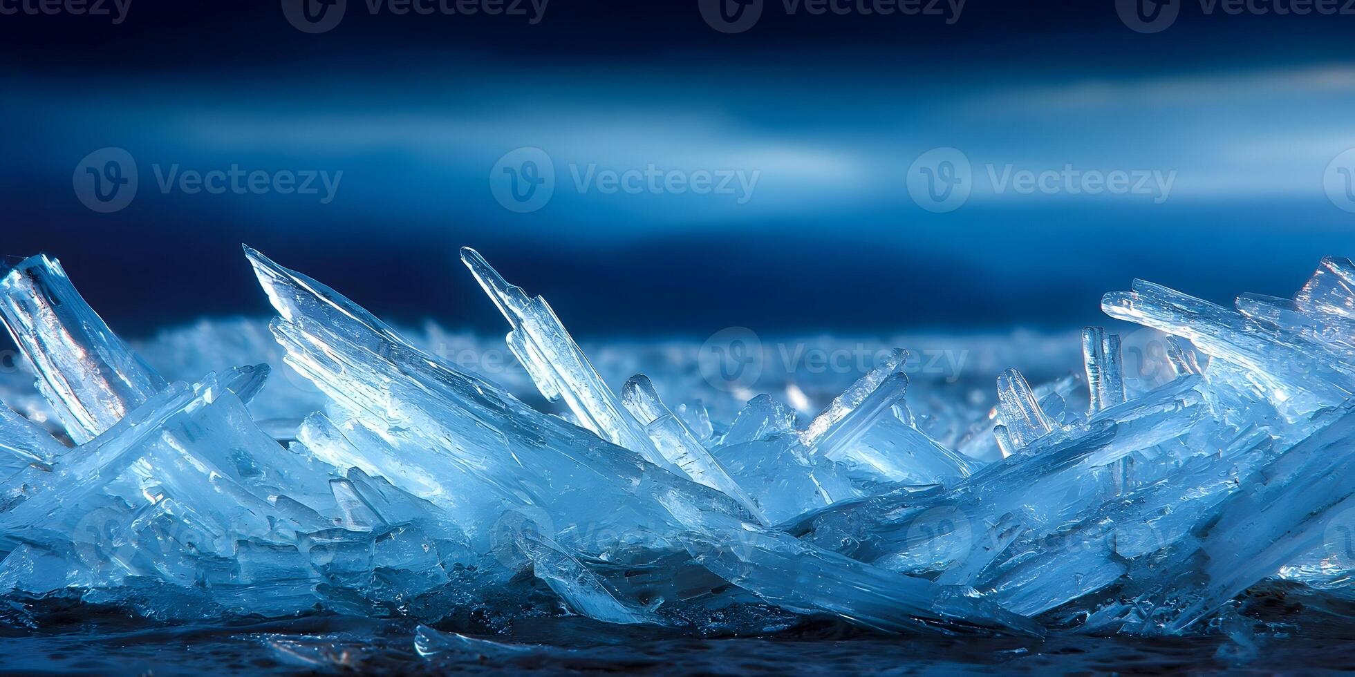 Stunning Blue Ice Crystals Frozen Formation Closeup Nature Photography photo