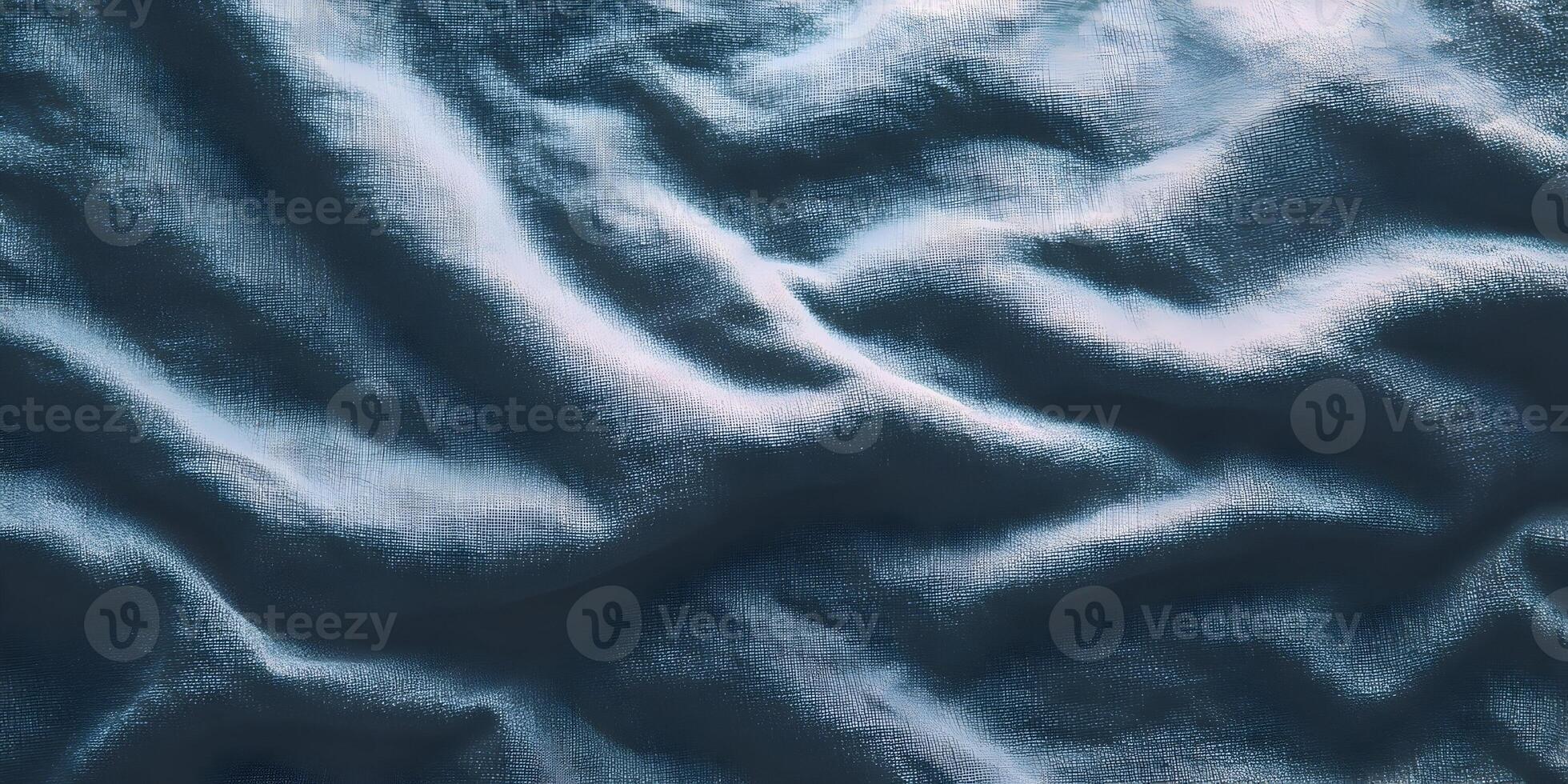 Dark Blue Textured Fabric Background Crumpled Cloth Material Detailed Texture photo