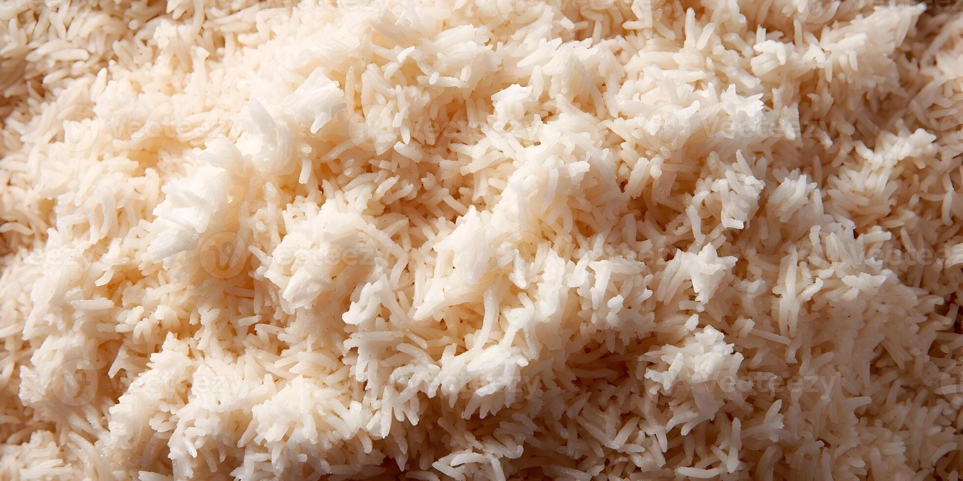 Closeup Cooked White Rice Grains Food Texture Background photo