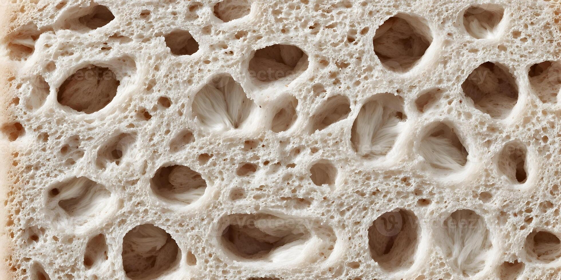 Closeup of Beige Porous Material with Irregular Holes and Fibrous Texture photo