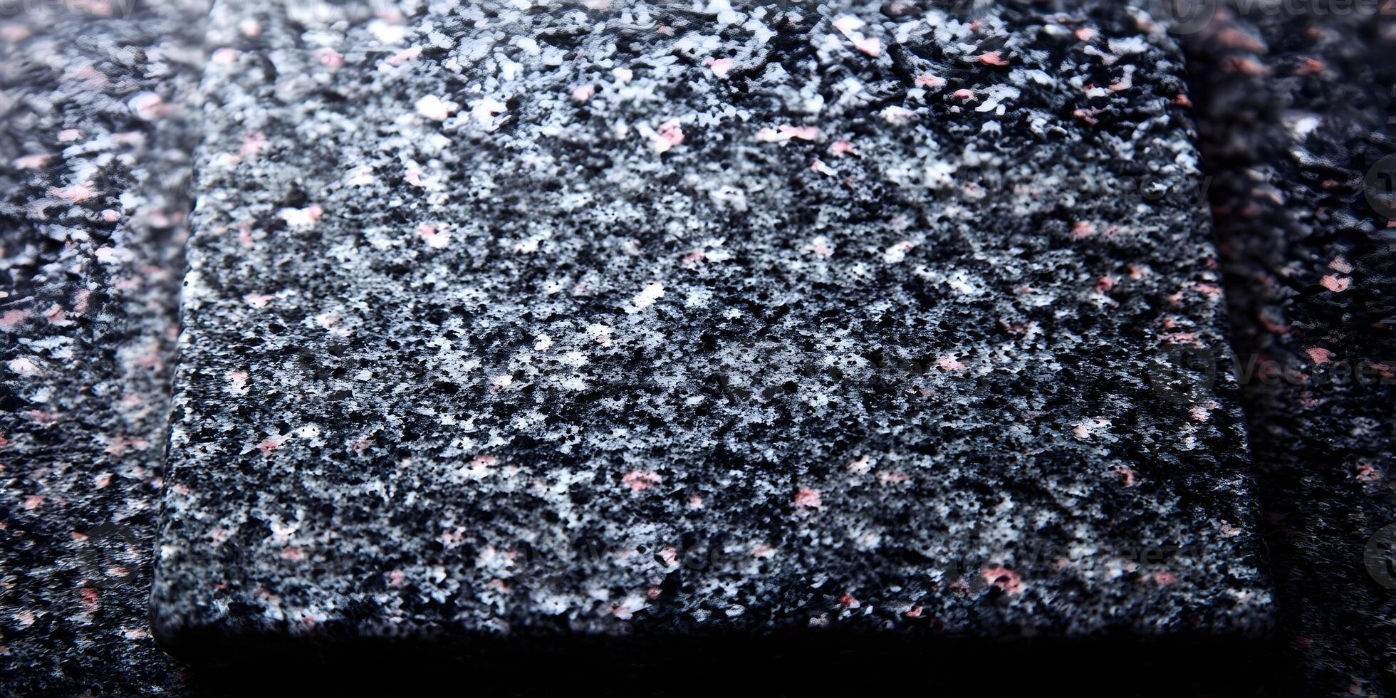 Closeup Dark Granite Stone Texture Background Detailed Rough Surface Gray Pink Specks photo