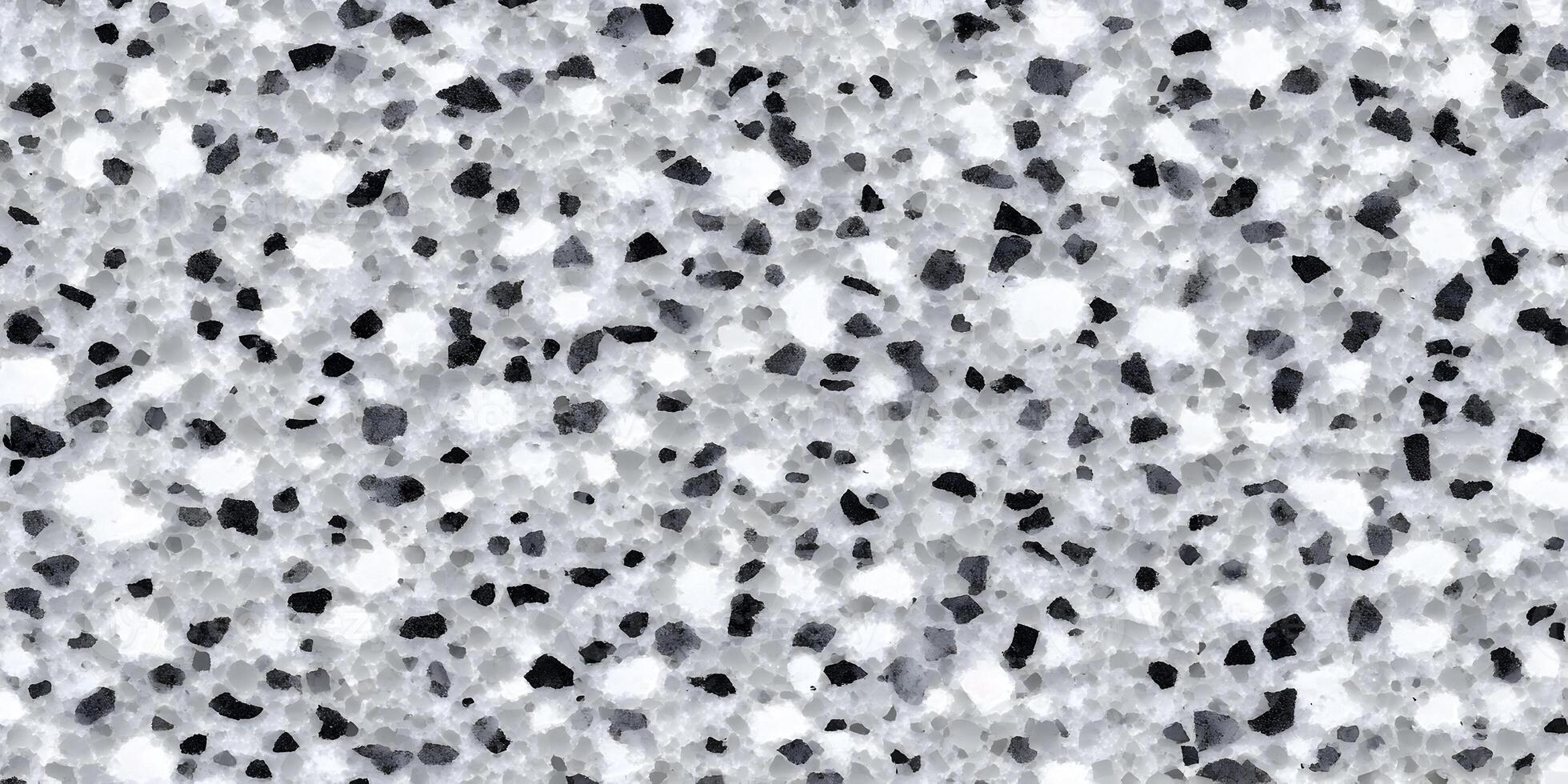 Seamless Grey and White Terrazzo Texture Background Irregular Stone Chips Pattern photo
