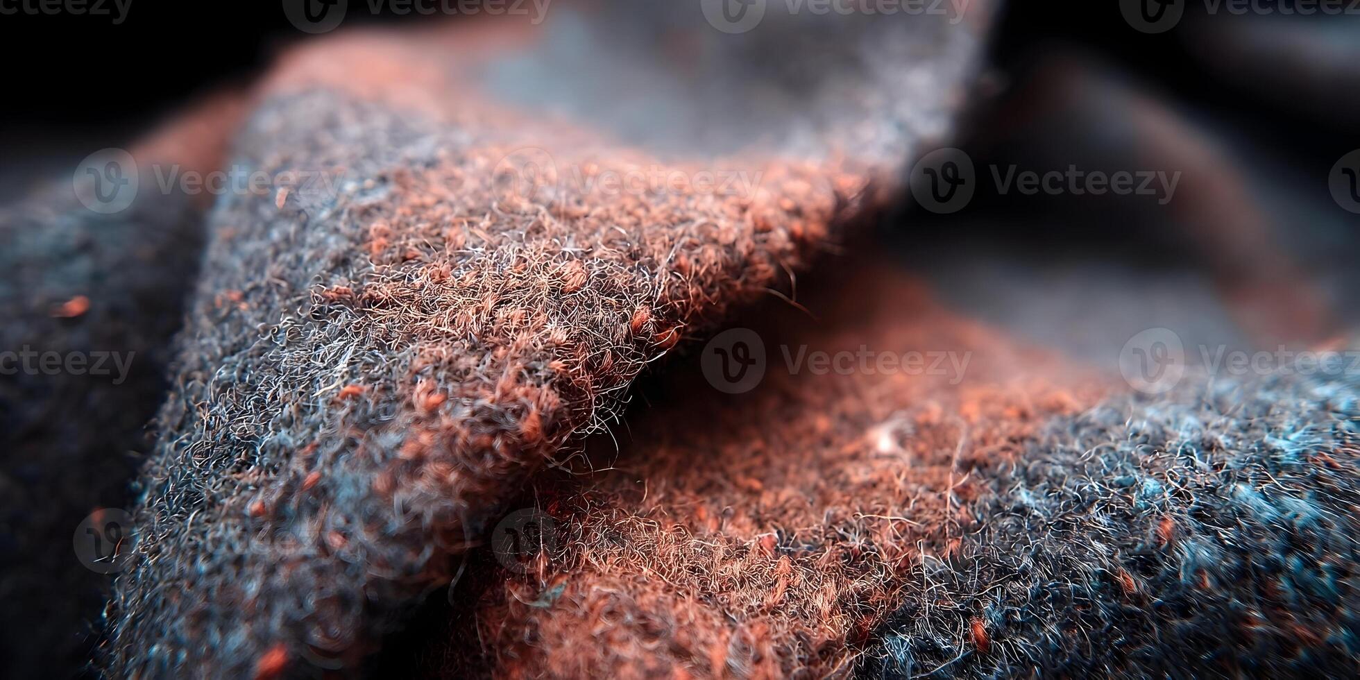 Closeup Detailed Texture of Brown and Gray Knit Fabric Wool Textile Material photo