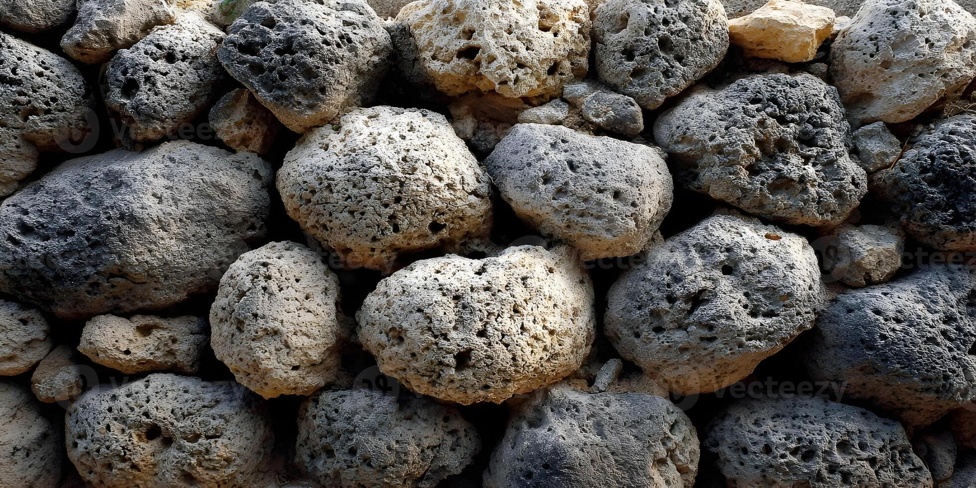 Grey and Beige Porous Stones Wall Texture Background photo