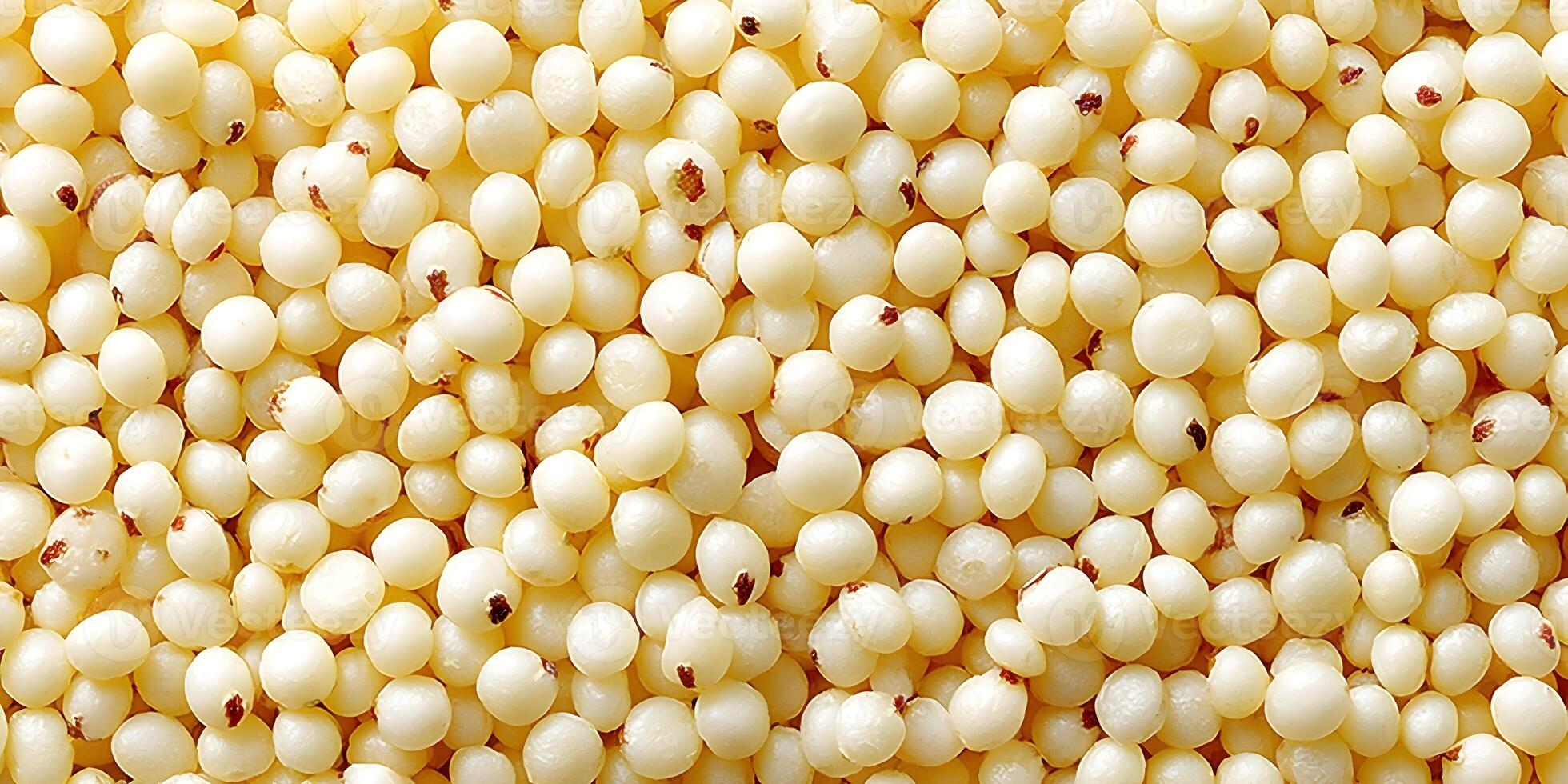 Close Up of Uncooked White Amaranth Grains Food Texture Background photo